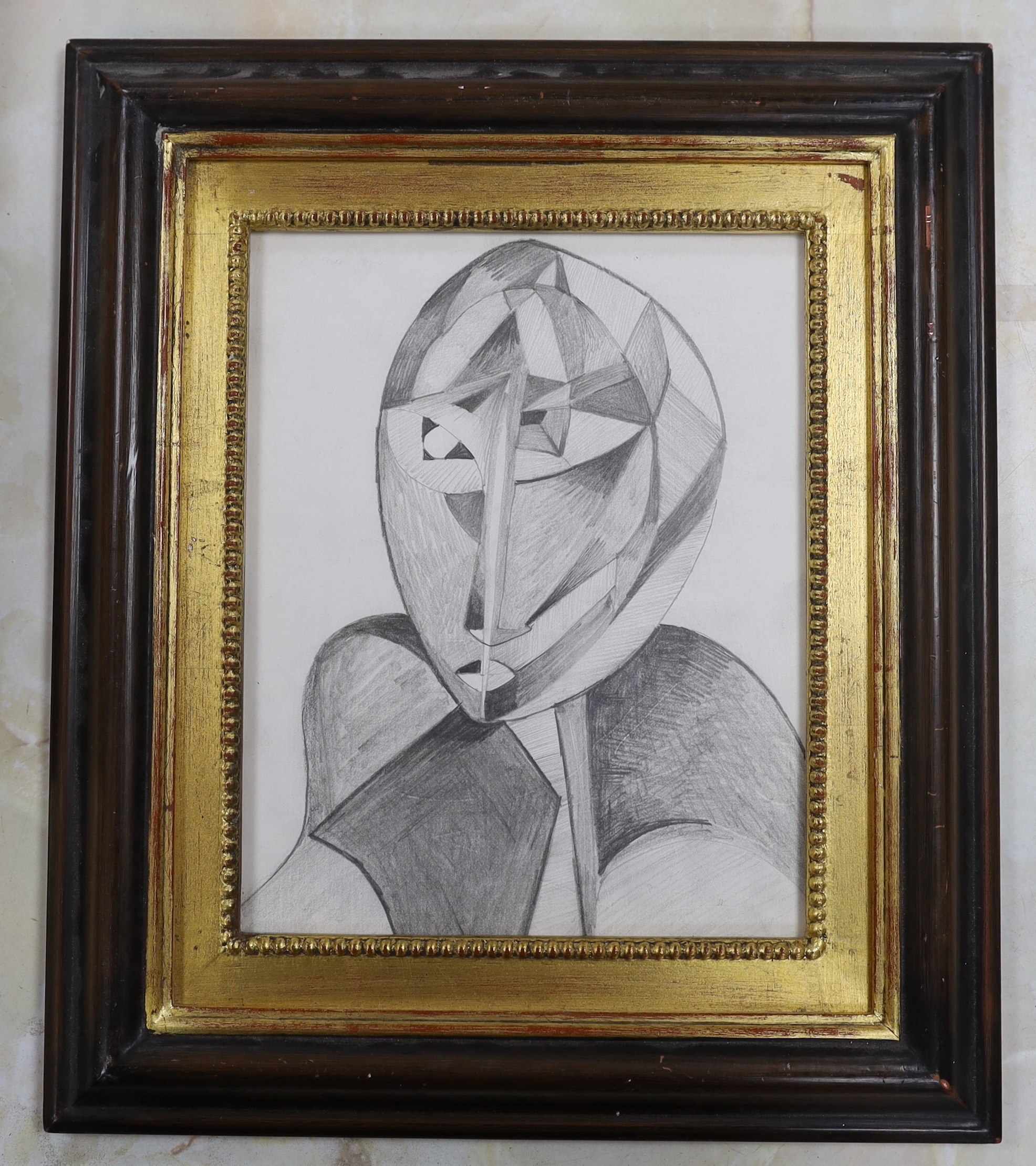 Cubist pencil sketch, Study of a figure, 24cm x 19cm